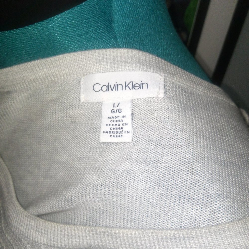 Calvin Klein Lightweight Knit 2fer Top Sz L - Picture 6 of 13
